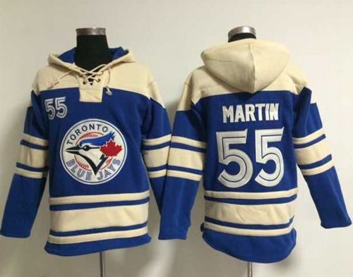 Blue Jays #55 Russell Martin Blue Sawyer Hooded Sweatshirt MLB Hoodie - Click Image to Close